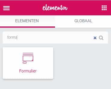 Formulier toevoegen met Elementor