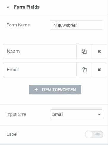 Nieuwsbrief inschrijfformulier met Elementor