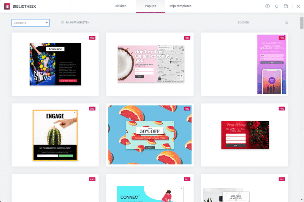Popup maken in WordPress met Elementor - templates