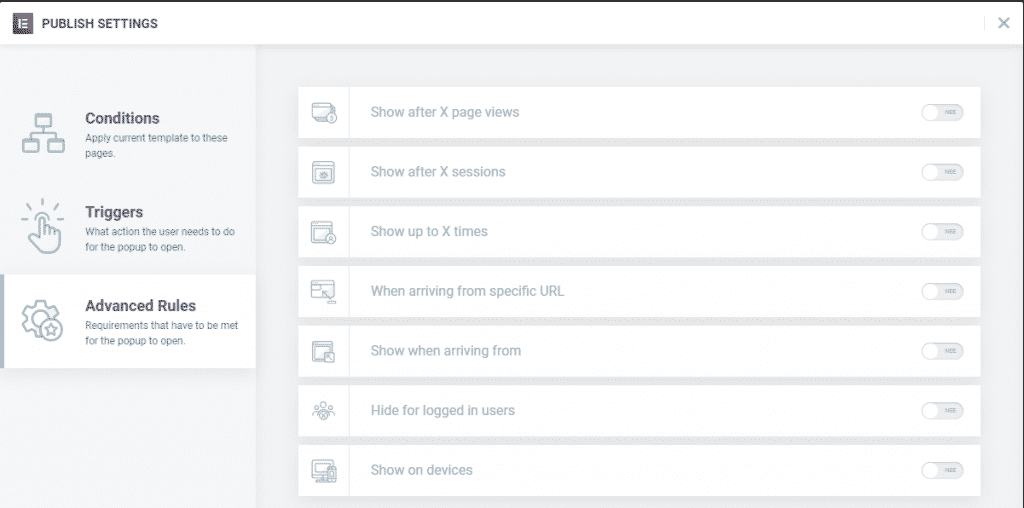 Popup maken in WordPress met Elementor - regels instellen