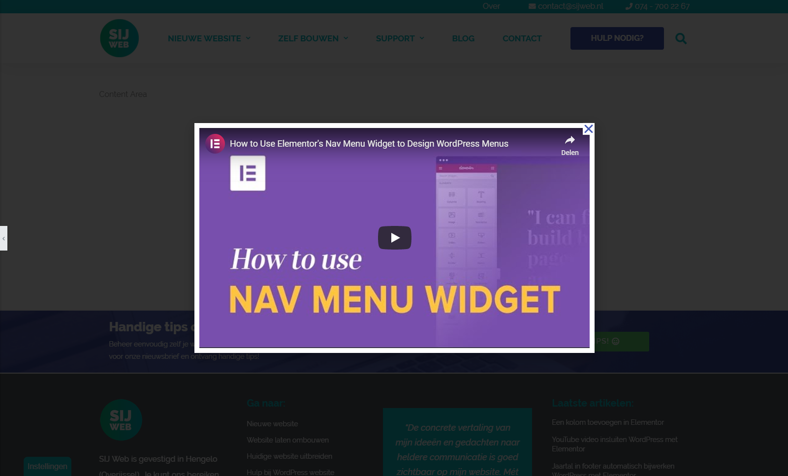 Video popup in WordPress met Elementor maken - voorbeeld
