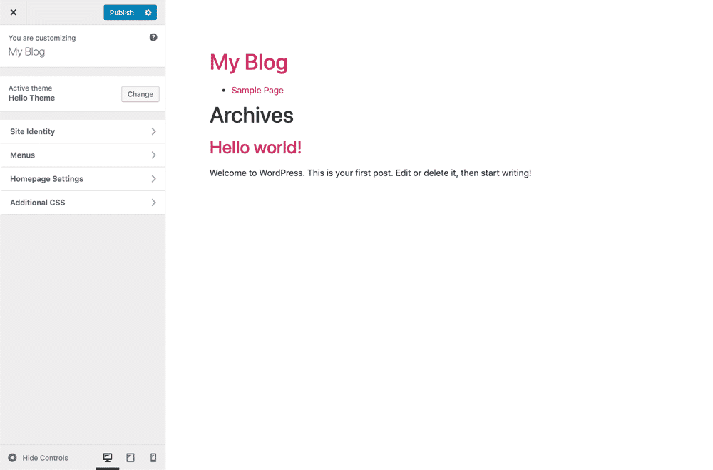 Thema's Elementor - Hello theme instellingen