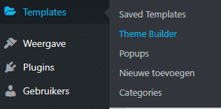 Themebuilder Elementor openen